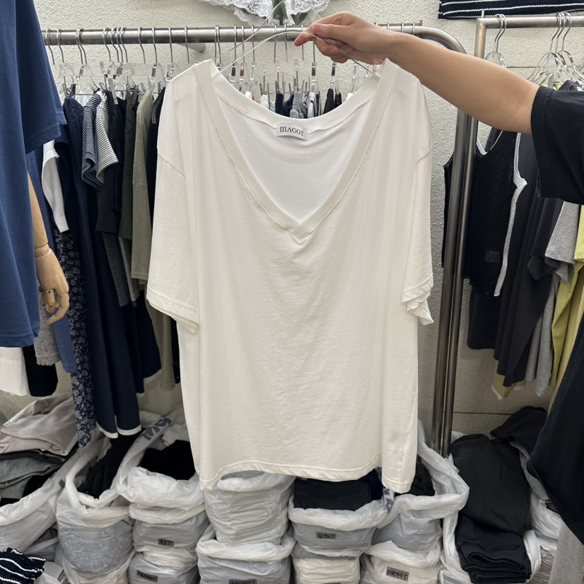 MAGOT東大門實拍韓國女士新品26夏季人氣時尚T恤不含內搭深VIIIΛGOT/MAGOTT恤圖色2