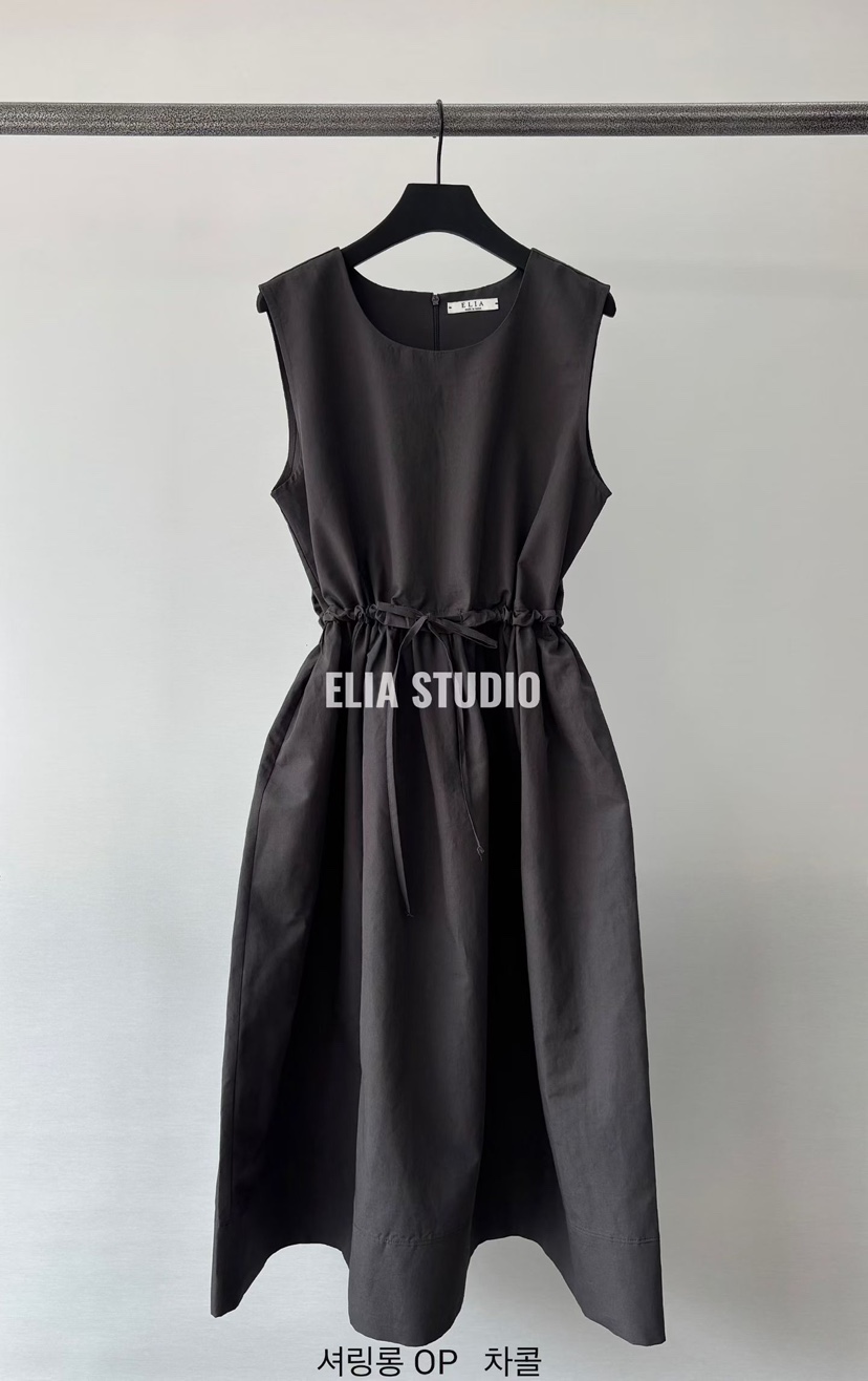 ELIA韓國東大門直郵女士新品人氣熱賣職業26夏季連衣裙褶皺ELIA連衣裙圖色3墨色