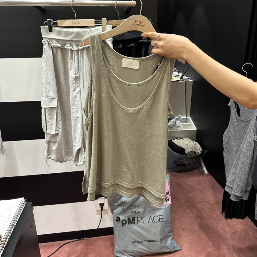 DAILY MOMENT韓國代購女裝新品休閑職業吊帶背心雙層無袖DAILY MOMENT吊帶/背心圖色2