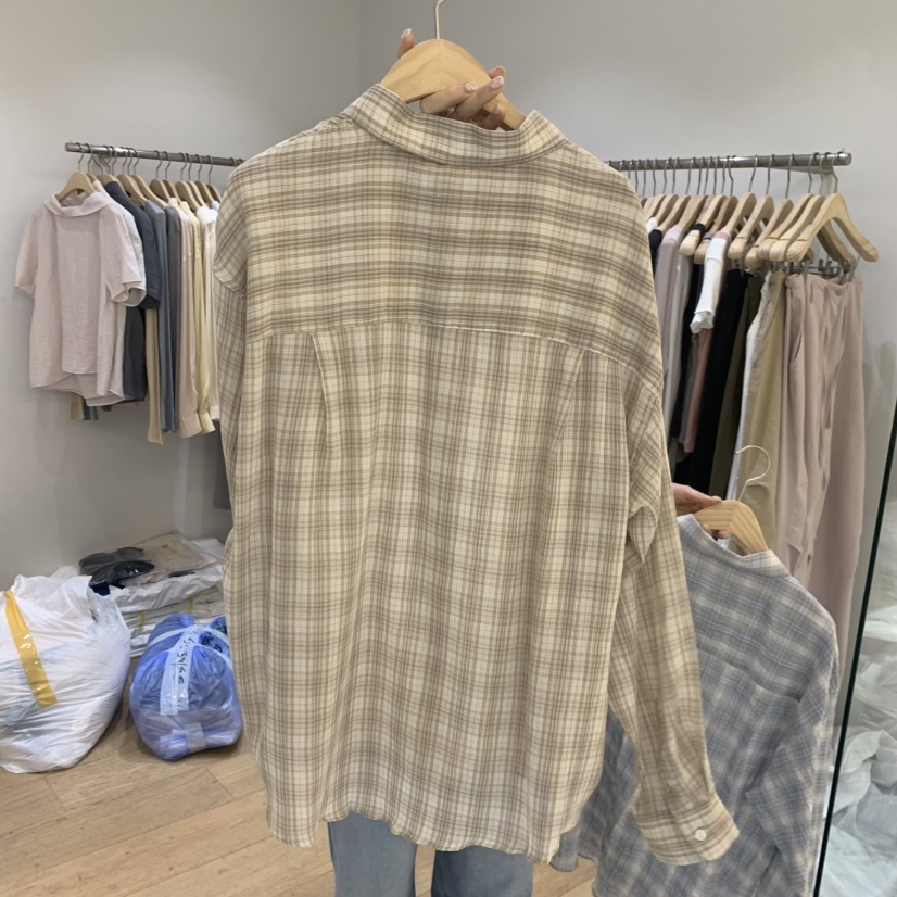 FOREST東大門實拍韓國女裝新品熱賣26春夏襯衫蕾絲衫格子FOREST襯衫/蕾絲衫