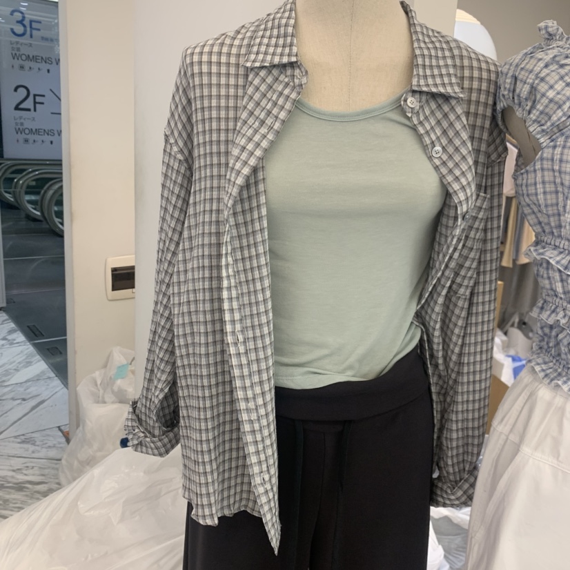 FOREST東大門實拍韓國女裝新品熱賣26春夏襯衫蕾絲衫格子FOREST襯衫/蕾絲衫圖色1