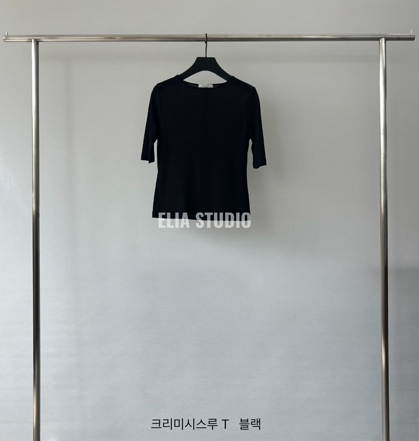 ELIA韓國東大門代購女士新品26春夏休閑職業推薦時尚T恤透明ELIAT恤圖色3黑色