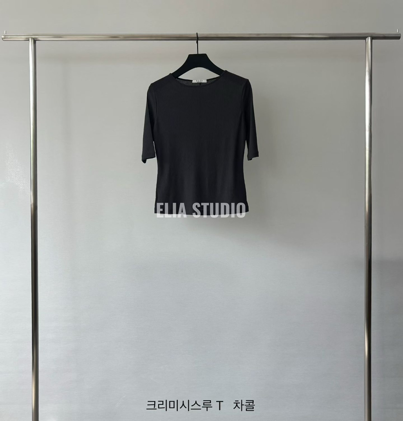 ELIA韓國東大門代購女士新品26春夏休閑職業推薦時尚T恤透明ELIAT恤圖色4墨色