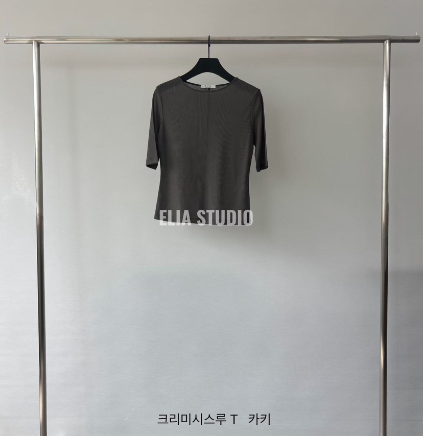 ELIA韓國東大門代購女士新品26春夏休閑職業推薦時尚T恤透明ELIAT恤圖色5墨綠