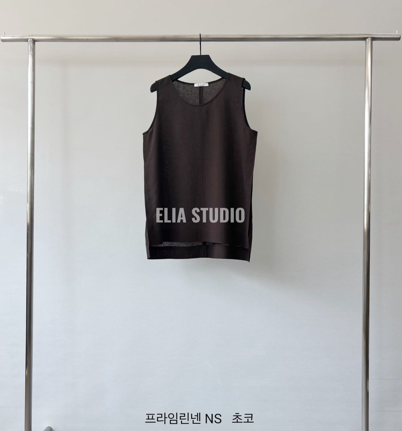 ELIA東大門實拍韓國女士新款人氣熱賣休閑推薦吊帶背心亞麻ELIA吊帶/背心圖色2咖色