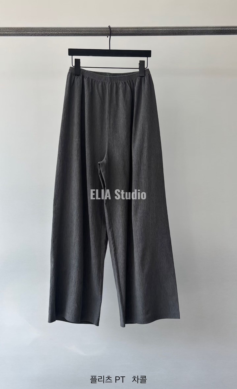 ELIA韓國直郵實拍女裝新品推薦職業人氣時尚休閑休閑褲褶裥ELIA休閑褲圖色4墨色