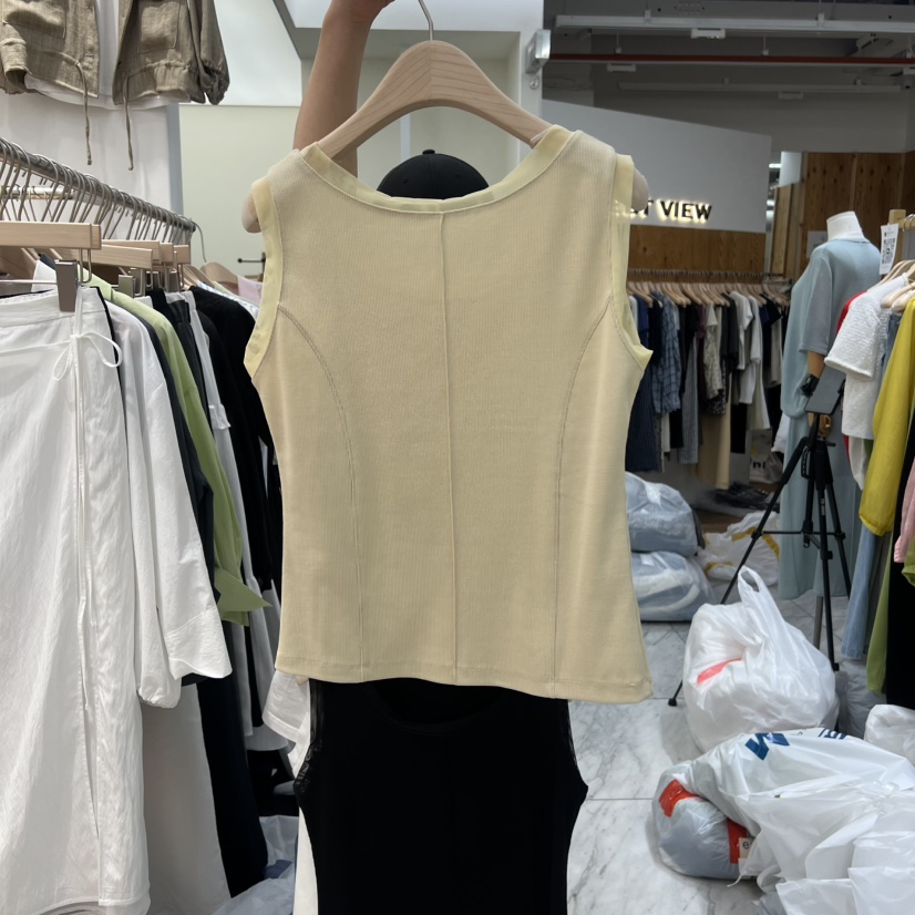 MADEMOISELL韓國直郵實拍女士新款職業26夏季吊帶背心撞色無袖MADEMOISELL吊帶/背心