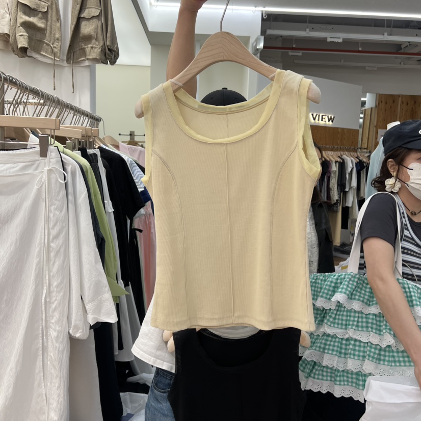 MADEMOISELL韓國直郵實拍女士新款職業26夏季吊帶背心撞色無袖MADEMOISELL吊帶/背心圖色2