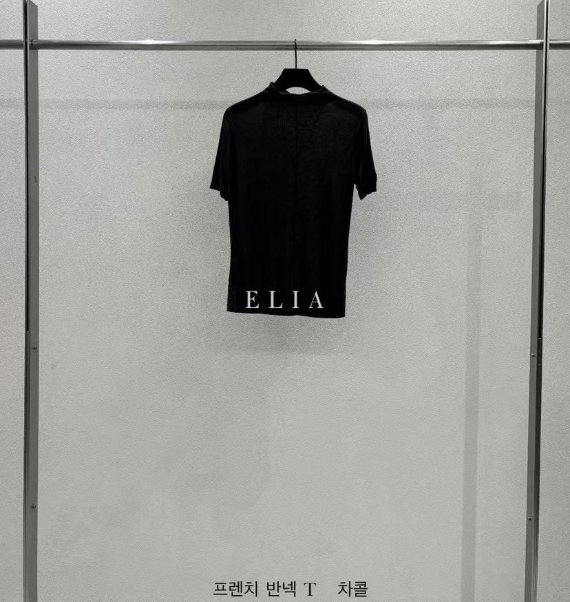 ELIA韓國東大門直郵女裝新款休閑人氣職業26春夏26夏季T恤半領ELIAT恤圖色4墨色