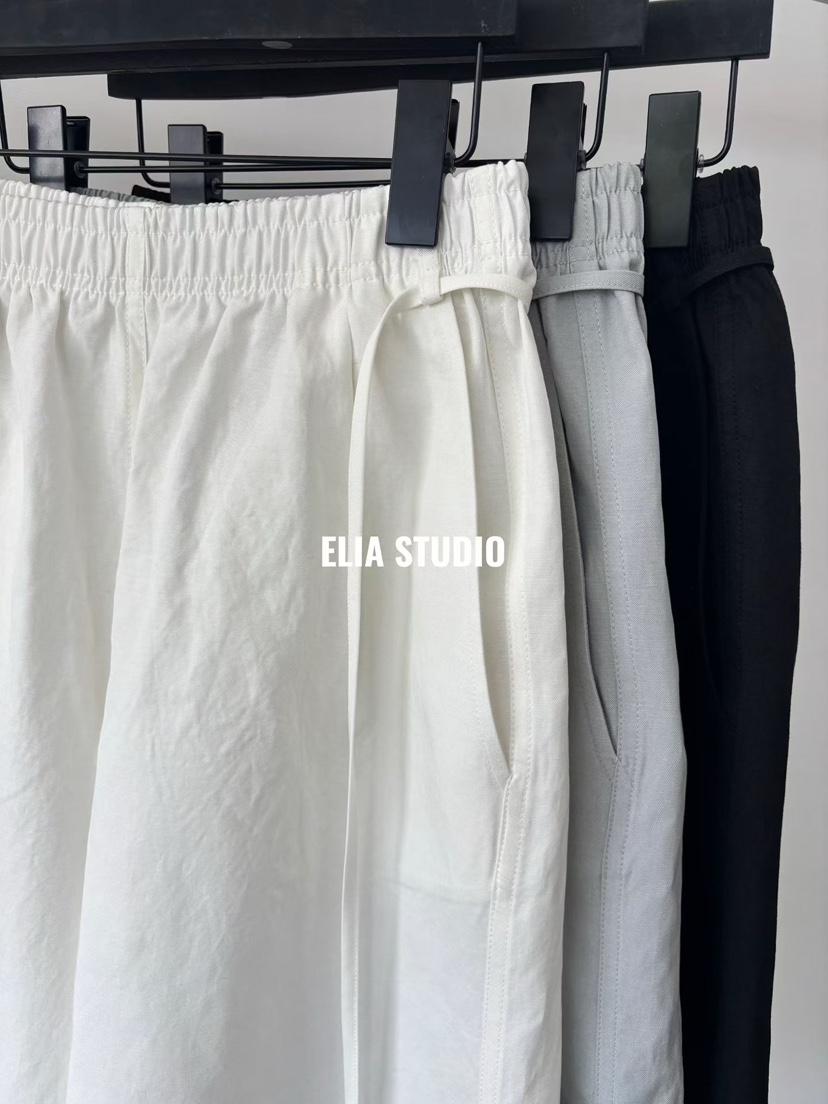 ELIA韓國代購女士新品熱賣職業推薦26夏季短褲含腰繩亞麻ELIA短褲
