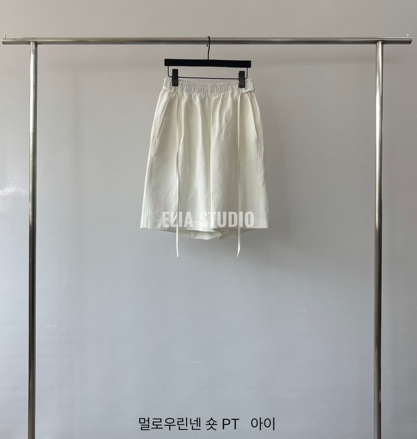 ELIA韓國代購女士新品熱賣職業推薦26夏季短褲含腰繩亞麻ELIA短褲圖色1