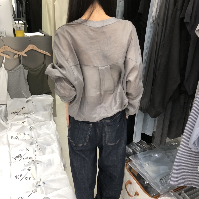 TAKE YOUE TIME韓國東大門直郵女裝新品時尚襯衫蕾絲衫口袋亞麻TAKE YOUE TIME襯衫/蕾絲衫