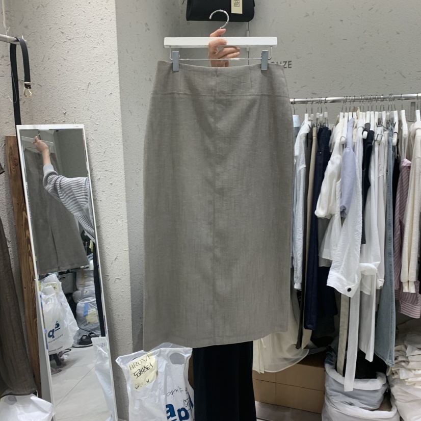 BRONZE東大門實拍韓國女士新品人氣26春夏熱賣休閑職業長裙BRONZE長裙圖色2米色