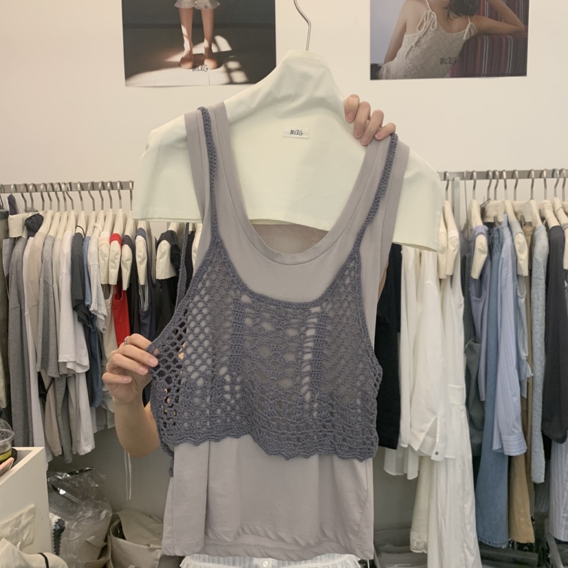 MAG韓國直郵女士新款26夏季熱賣推薦吊帶背心不含內搭手工MAG吊帶/背心圖色1