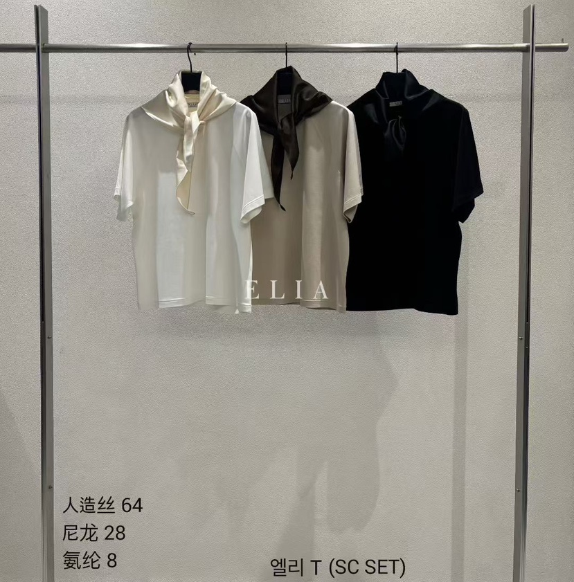 ELIA韓國直郵女士新品時尚人氣26夏季職業推薦26春夏T恤含圍巾ELIAT恤