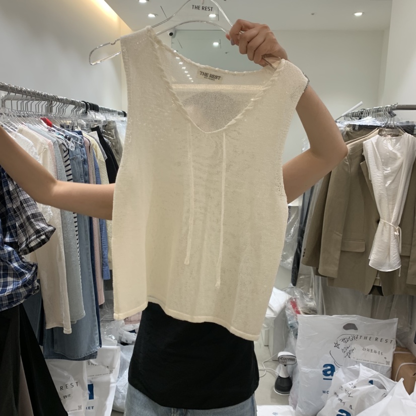 THE REST韓國直郵實拍女裝新品26夏季時尚熱賣吊帶背心絲帶THE REST/UNNOEUD吊帶/背心圖色1