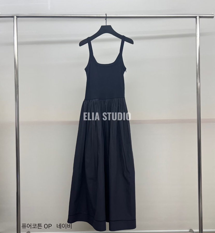 ELIA東大門實拍韓國女裝新品26春夏推薦熱賣時尚連衣裙純棉ELIA連衣裙圖色2深藍色