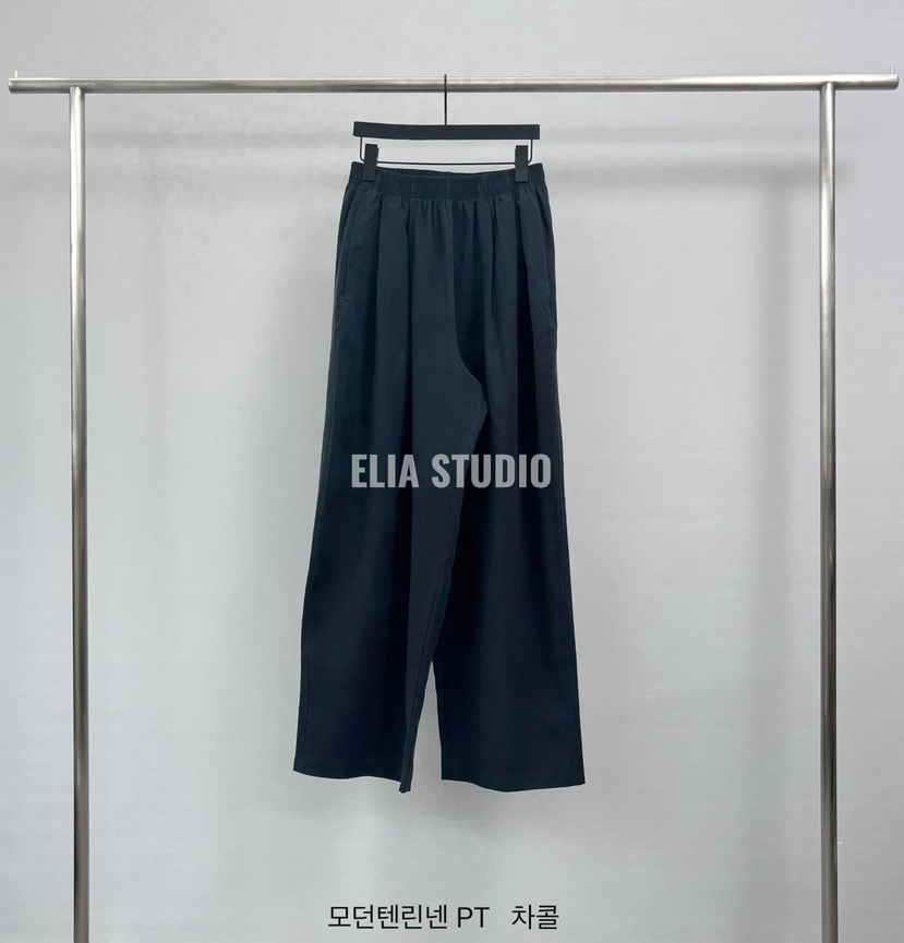 ELIA東大門實拍韓國女裝新品26春夏休閑職業休閑褲亞麻布ELIA休閑褲圖色2墨色