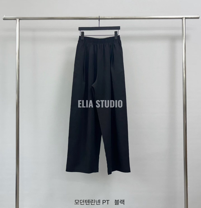 ELIA東大門實拍韓國女裝新品26春夏休閑職業休閑褲亞麻布ELIA休閑褲圖色3黑色