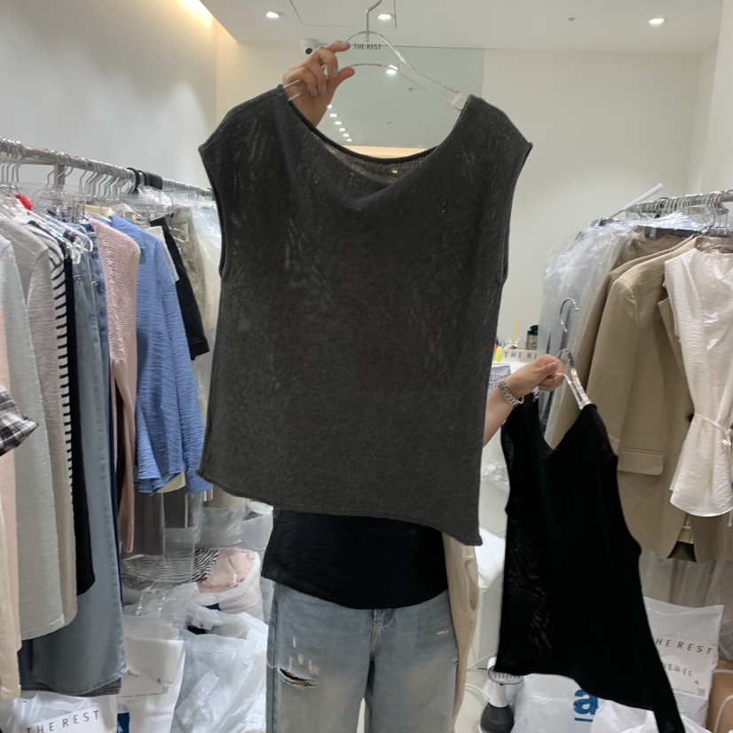 THE REST韓國代購女裝新款時尚休閑熱賣人氣26夏季吊帶背心THE REST/UNNOEUD吊帶/背心圖色2墨色