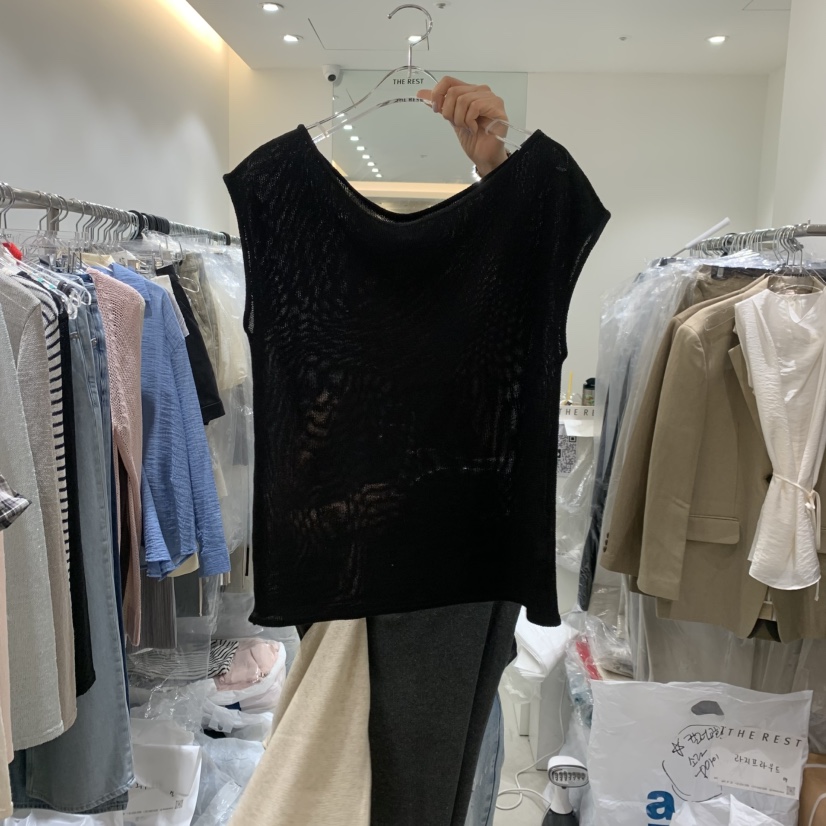 THE REST韓國代購女裝新款時尚休閑熱賣人氣26夏季吊帶背心THE REST/UNNOEUD吊帶/背心圖色3黑色