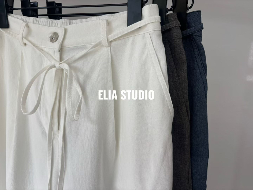 ELIA韓國直郵實拍女士新品職業26夏季推薦人氣休閑褲含腰繩ELIA休閑褲