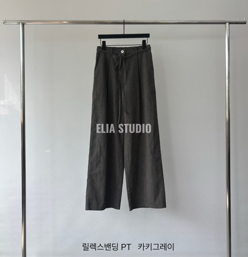 ELIA韓國直郵實拍女士新品職業26夏季推薦人氣休閑褲含腰繩ELIA休閑褲圖色2