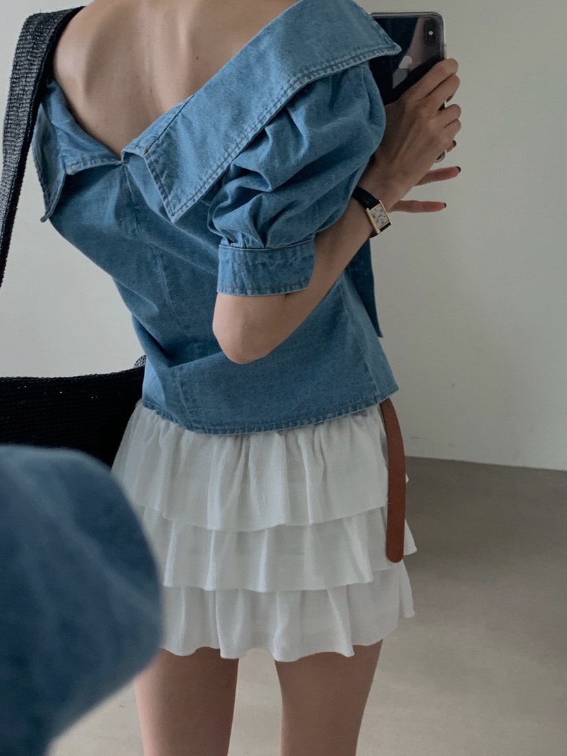 VERANDA東大門實拍韓國女士新品休閑人氣襯衫蕾絲衫含脖帶VERANDA襯衫/蕾絲衫