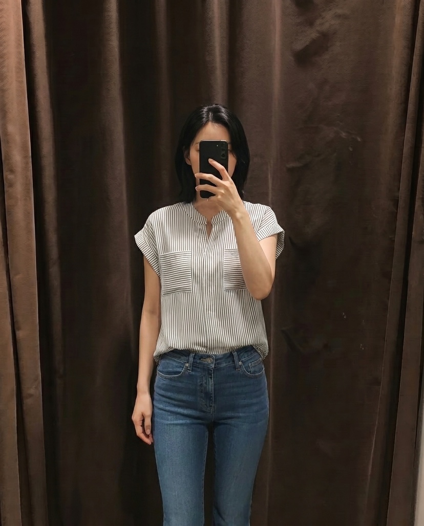 BODDARI보따리-T韓國東大門代購女士新品時尚襯衫蕾絲衫雙口袋BODDARI보따리-T襯衫/蕾絲衫