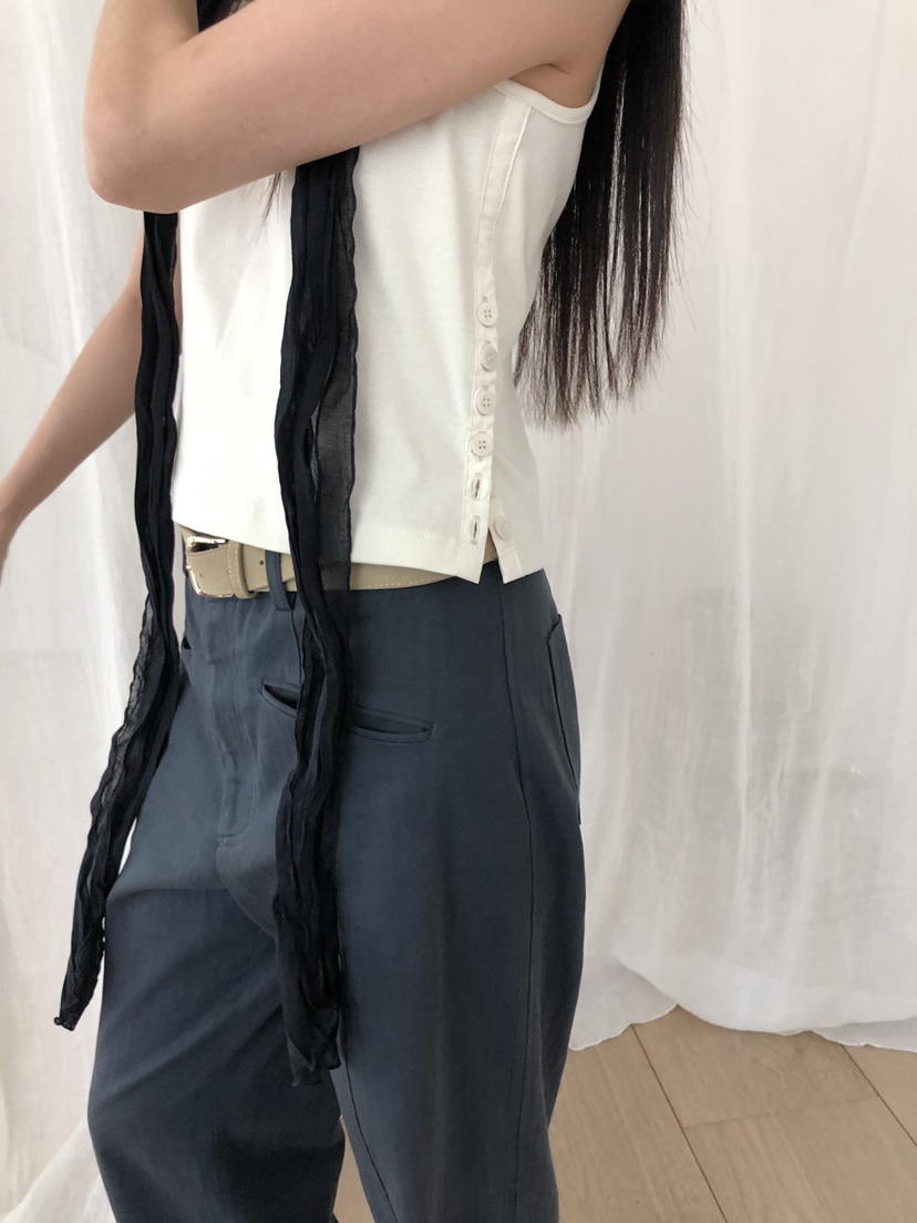 TORRE韓國直郵實拍女士新款人氣26春夏休閑吊帶背心無袖紐扣TORRE吊帶/背心