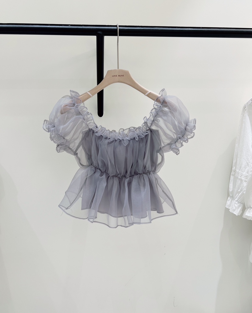 LOVE ROSIE韓國代購女裝新款熱賣26夏季襯衫蕾絲衫泡泡袖褶皺LOVE ROSIE襯衫/蕾絲衫圖色2