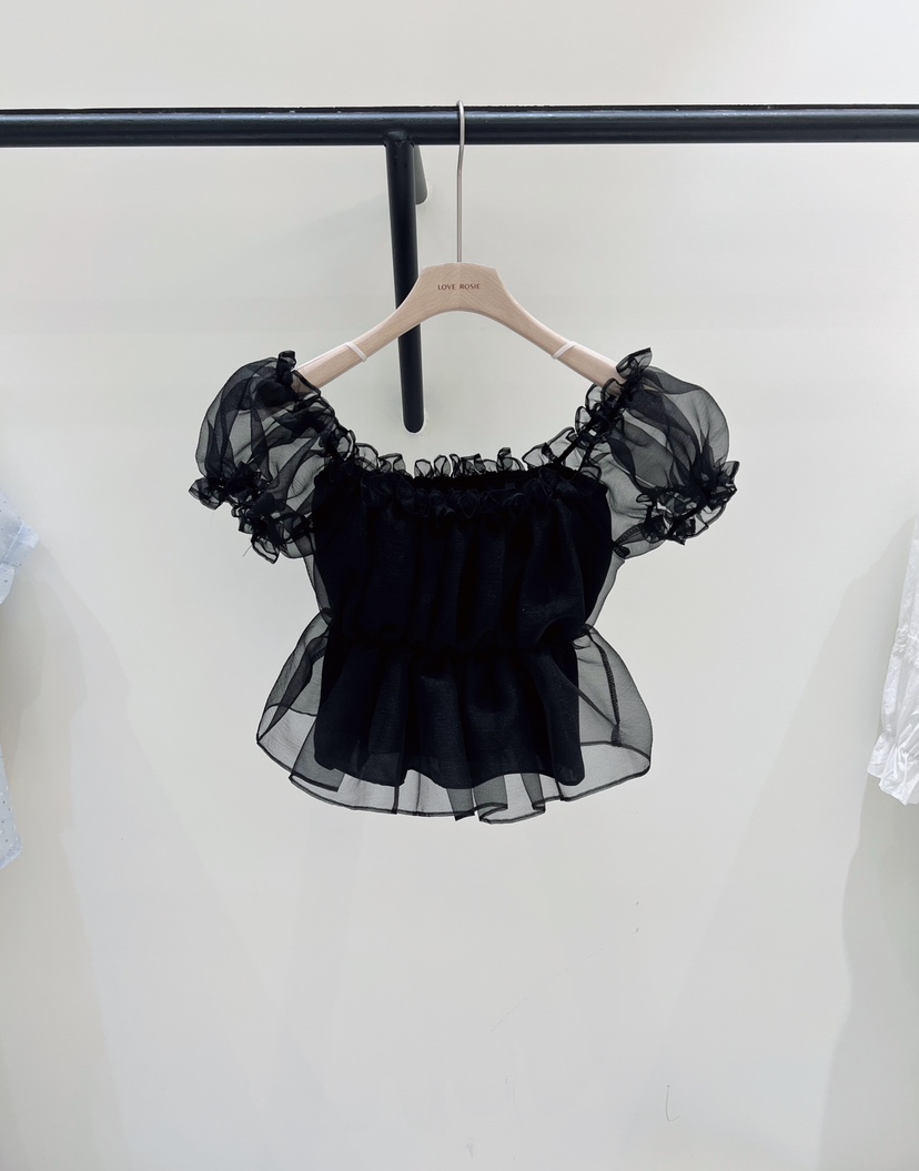 LOVE ROSIE韓國代購女裝新款熱賣26夏季襯衫蕾絲衫泡泡袖褶皺LOVE ROSIE襯衫/蕾絲衫圖色3