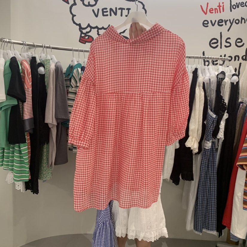 VENTI韓國直郵實拍女士新品熱賣26春夏職業襯衫蕾絲衫格子VENTI襯衫/蕾絲衫