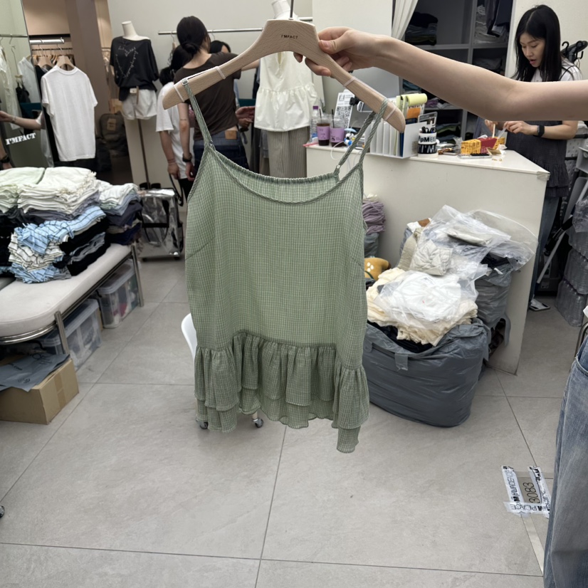 I MFACT韓國直郵女士新品休閑吊帶背心不含內搭格子無袖I MFACT吊帶/背心圖色1