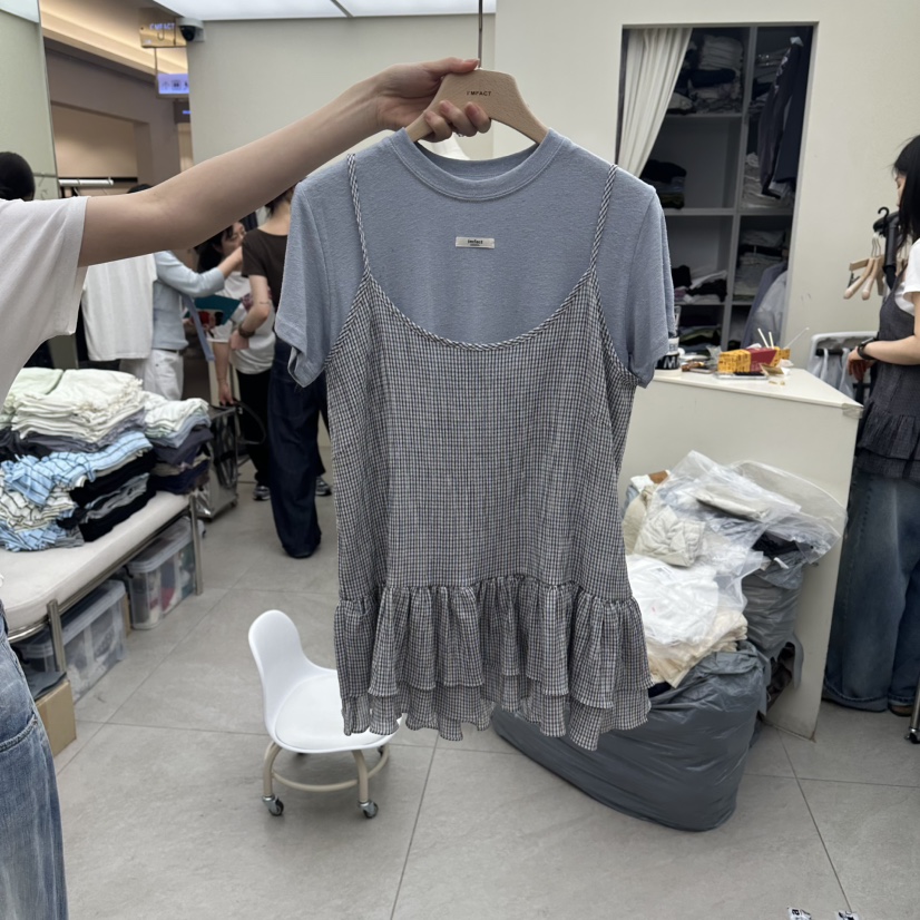 I MFACT韓國直郵女士新品休閑吊帶背心不含內搭格子無袖I MFACT吊帶/背心圖色2