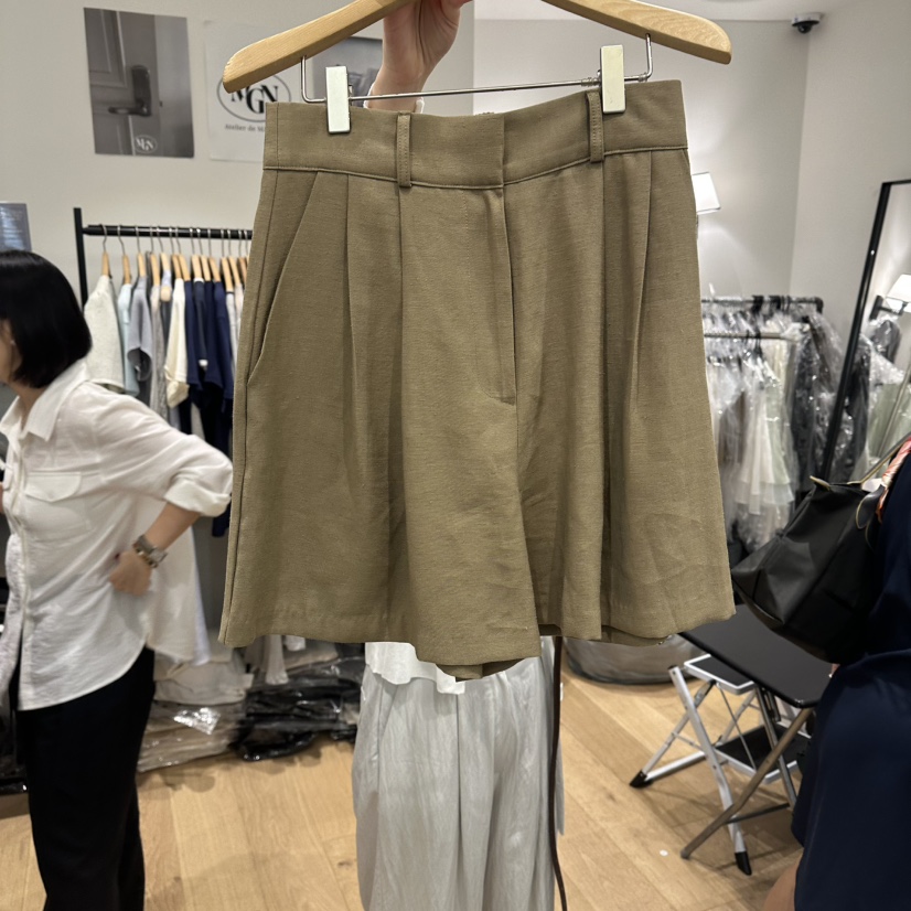 M.G.N韓國直郵女裝新品熱賣人氣休閑職業短褲不含腰帶亞麻MAGNET短褲圖色1