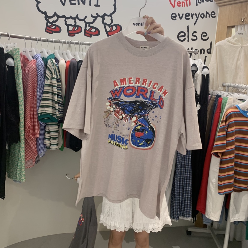 VENTI韓國直郵女士新品人氣26夏季26春夏休閑時尚職業T恤VENTIT恤圖色1