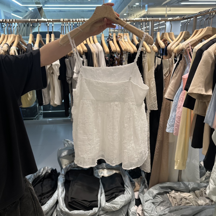 HONG.U韓國直郵實拍女裝新品休閑熱賣26春夏吊帶背心刺繡HONG.U吊帶/背心