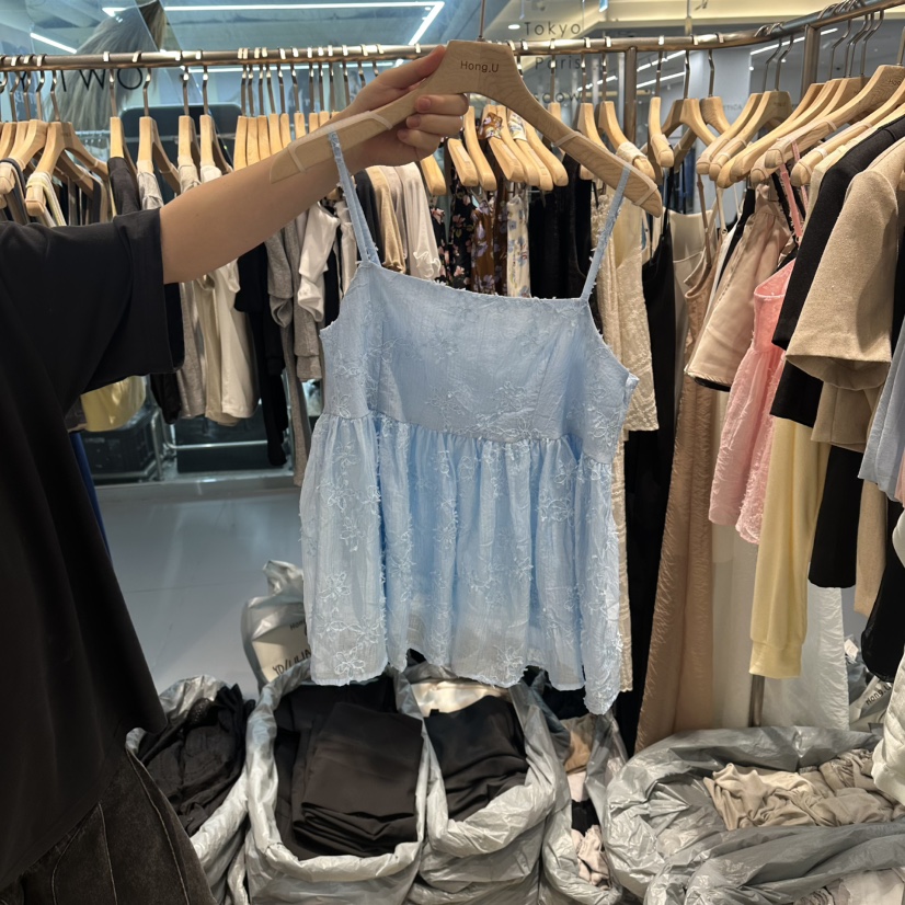 HONG.U韓國直郵實拍女裝新品休閑熱賣26春夏吊帶背心刺繡HONG.U吊帶/背心圖色3