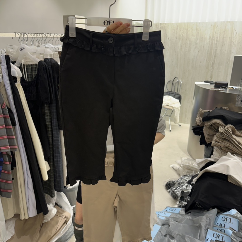 EYEL韓國代購女士新品職業26夏季人氣26春夏短褲七分褲荷葉邊EYEL短褲圖色3
