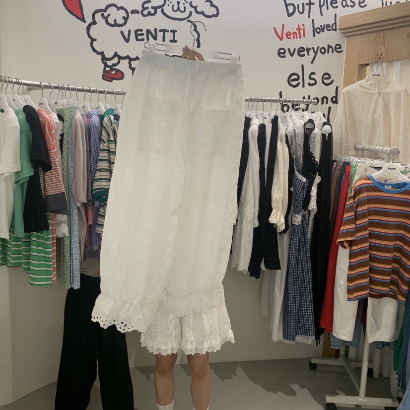 VENTI韓國代購女士新品26夏季人氣職業時尚休閑休閑褲蕾絲VENTI休閑褲