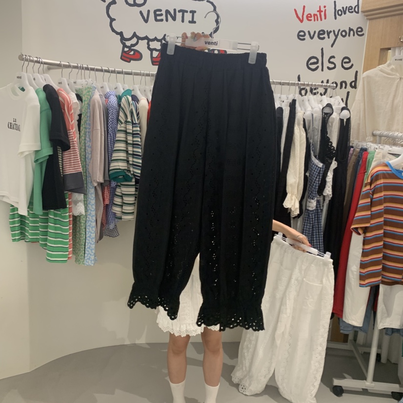 VENTI韓國代購女士新品26夏季人氣職業時尚休閑休閑褲蕾絲VENTI休閑褲圖色2