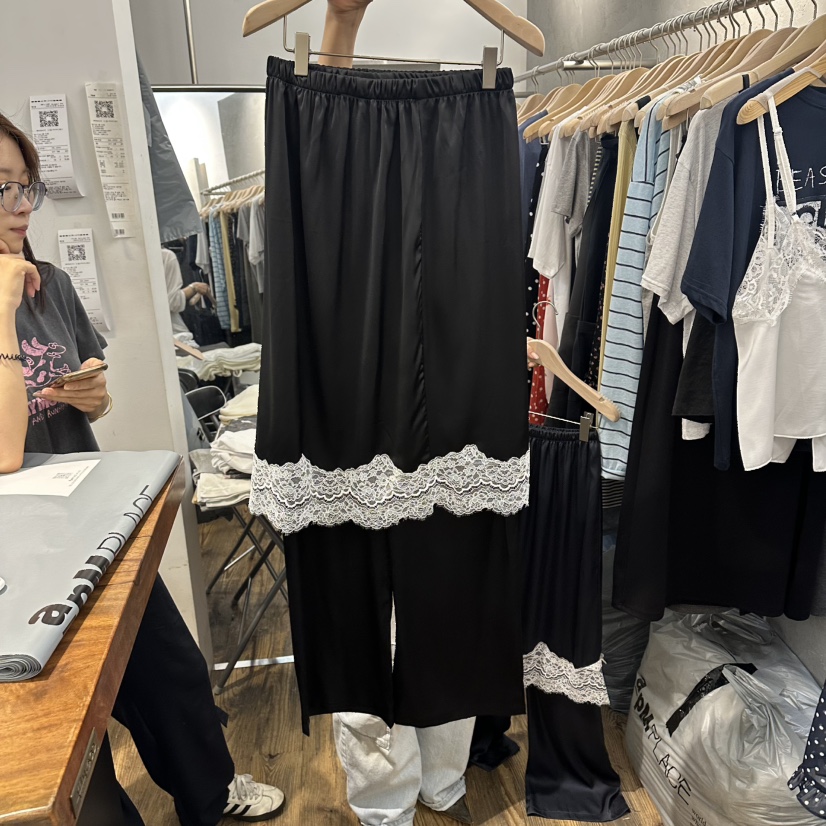 MOSAIC韓國東大門代購女士新款26夏季熱賣休閑時尚裙褲緞面MOSAIC裙褲圖色2黑色