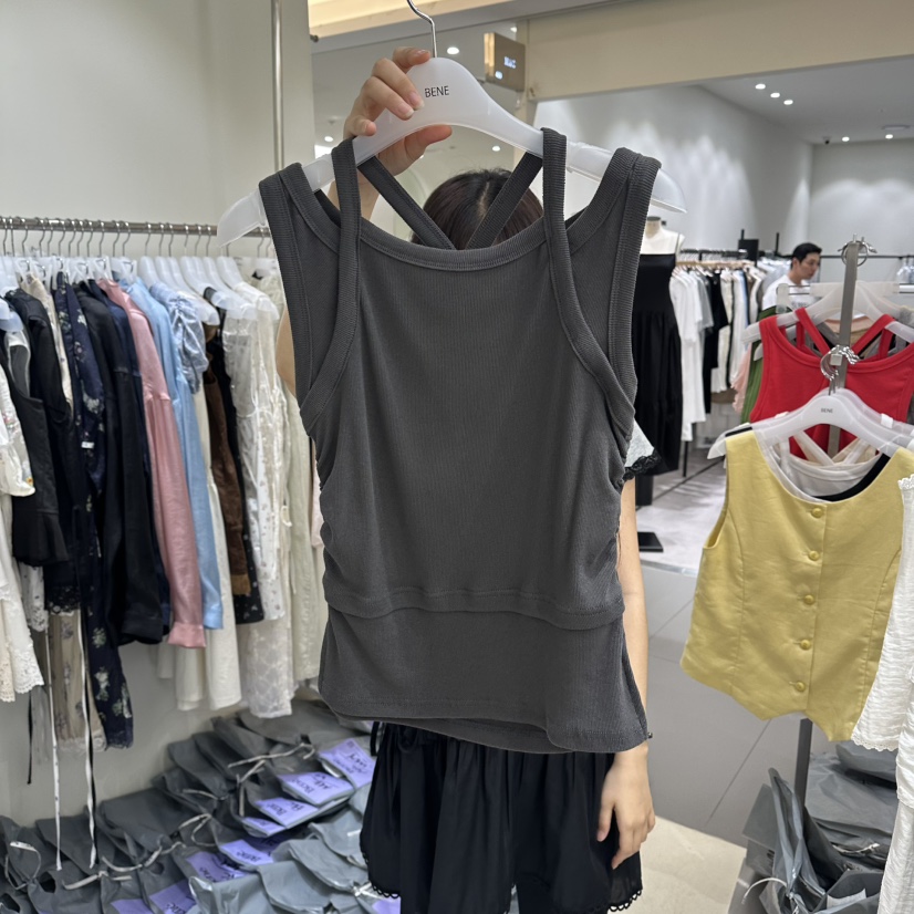 BENE韓國代購女裝新品26夏季26春夏時尚人氣職業吊帶背心BENE吊帶/背心圖色5墨色