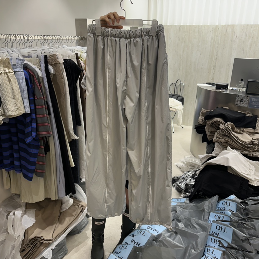 EYEL東大門實拍韓國女士新品推薦人氣時尚休閑褲尼龍條紋EYEL休閑褲