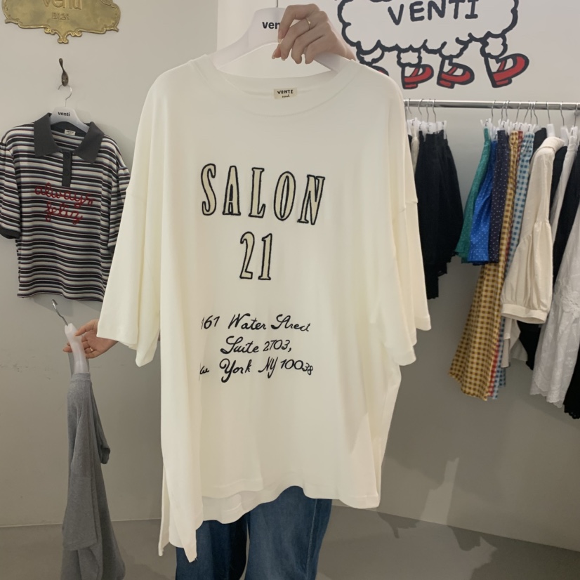 VENTI韓國代購女裝新品26夏季熱賣26春夏休閑人氣T恤刺繡VENTIT恤圖色1