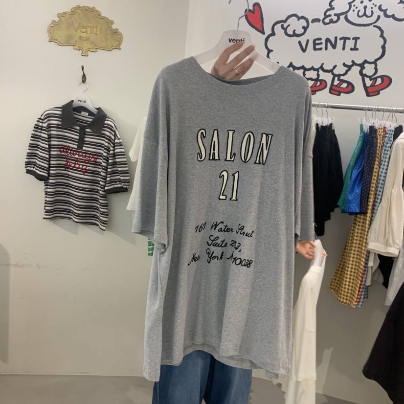VENTI韓國代購女裝新品26夏季熱賣26春夏休閑人氣T恤刺繡VENTIT恤圖色2