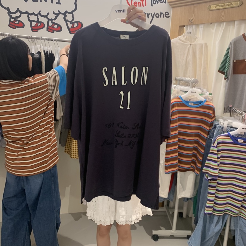 VENTI韓國代購女裝新品26夏季熱賣26春夏休閑人氣T恤刺繡VENTIT恤圖色3