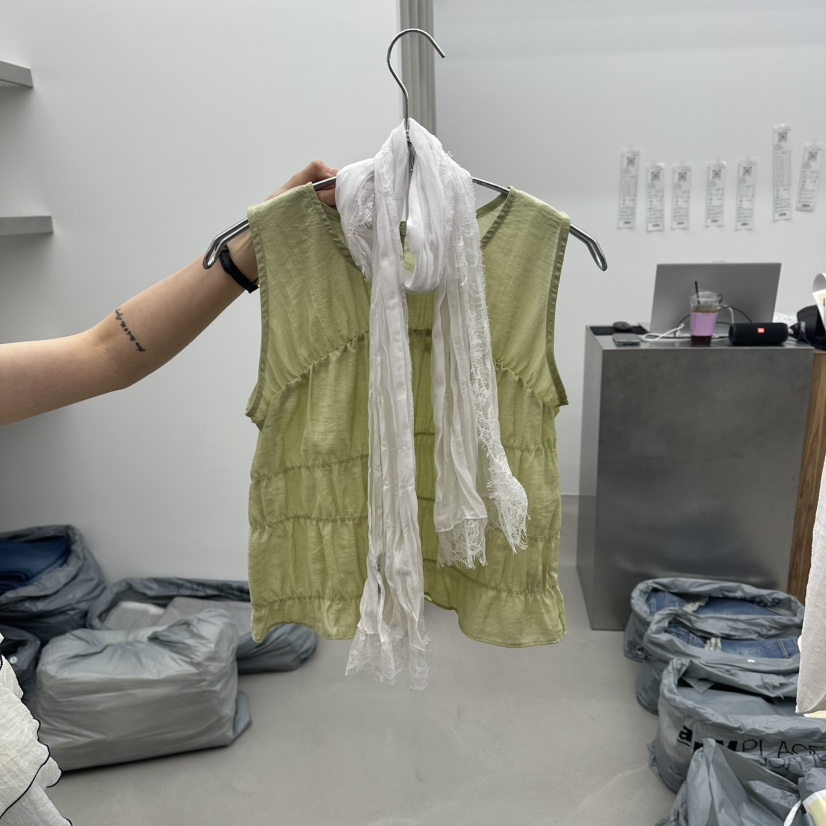 ENHANCE韓國直郵實拍女裝新品熱賣休閑吊帶背心不含圍巾褶皺ENHANCE/HOPESMORE吊帶/背心圖色3