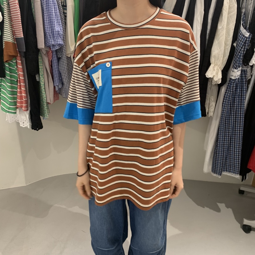 VENTI韓國直郵實拍女裝新品26夏季人氣熱賣時尚休閑T恤條紋VENTIT恤圖色3